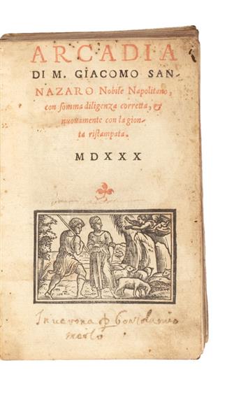 SANNAZARO, JACOPO.  Arcadia.  1530.  Lacks colophon leaf.